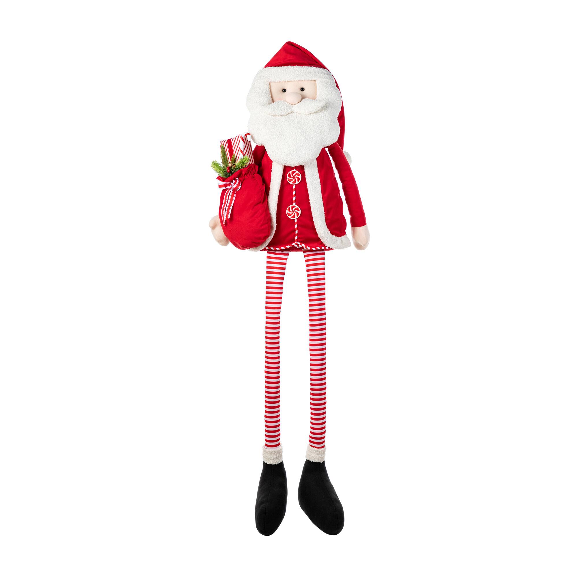 Glitzhome® 60"H Christmas Oversized Fabric Santa With Dangle Legs